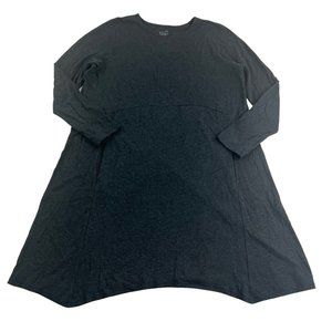 J. Jill PureJill A-Line Dress Women's Medium Gray Dipped-Hem Swing Dress Stretch